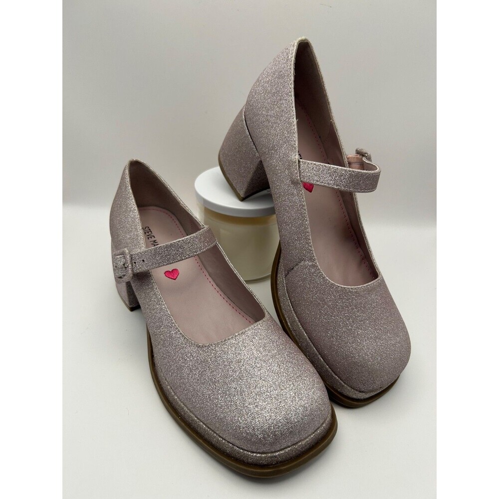 Steve Madden JDRAMA Girls Mary Janes Platform Glitter Pink Size 6 NEW